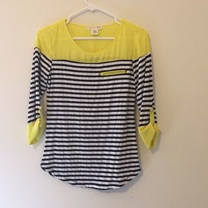 Navy stripe 3/4 sleeve shirt